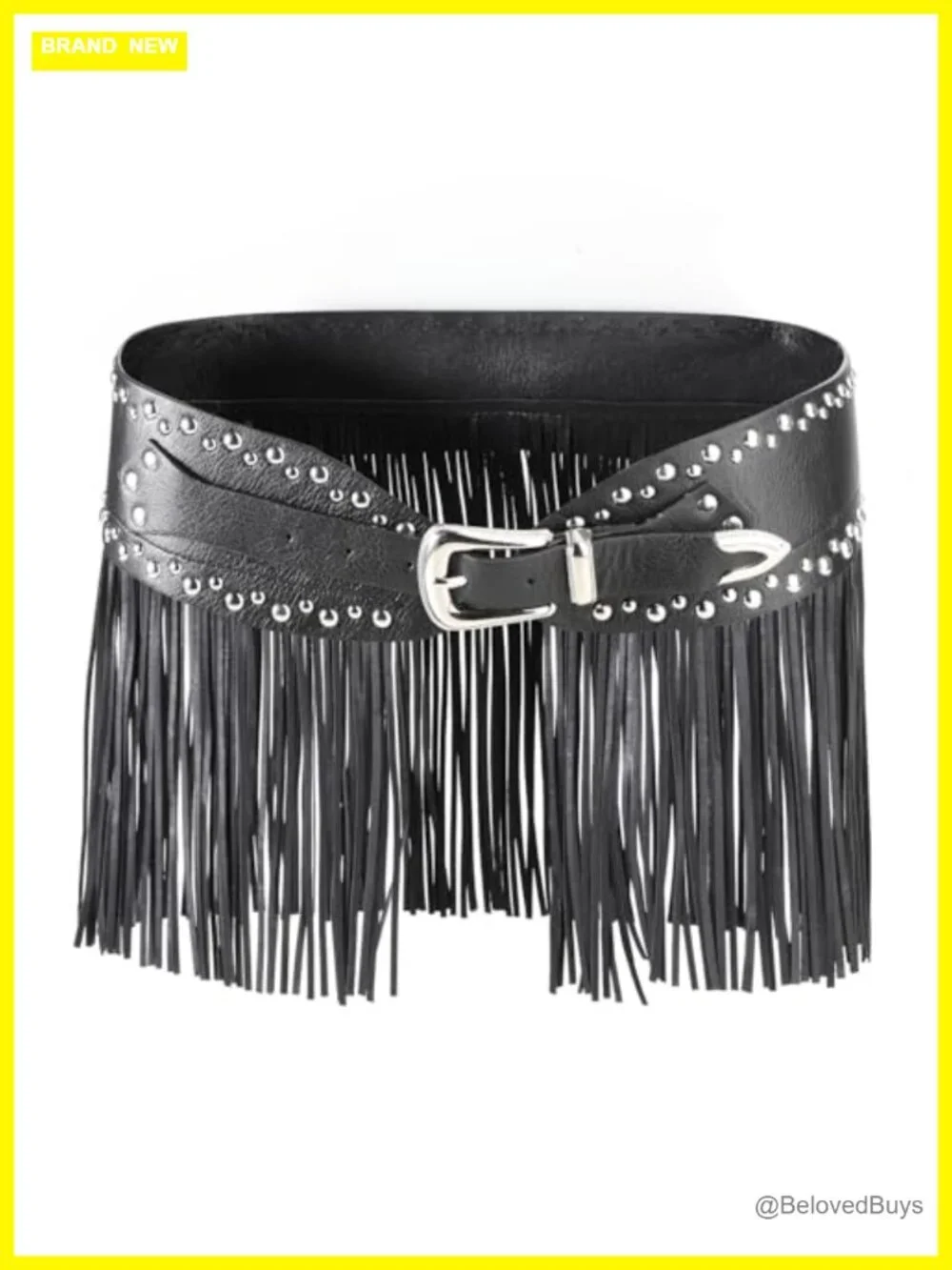 Faux Leather Fringe Tassel Belt Skirt